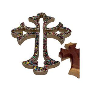 Hand Made Wooden Cross Set Big Small Crosses Religious Home Decor Wall Art